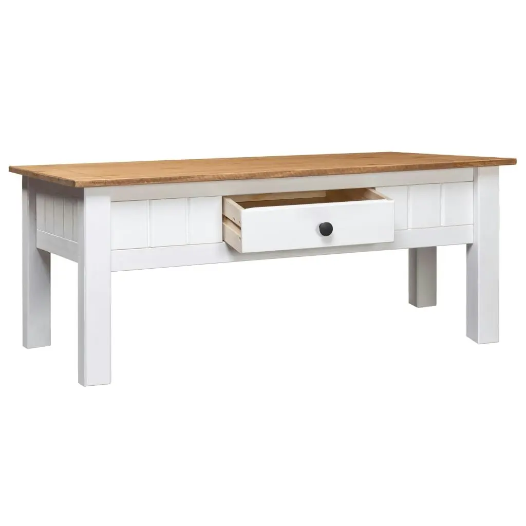 Coffee Table White 100x60x45 cm Solid Pine Wood Panama Range 282684