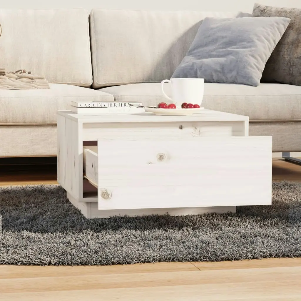 Coffee Table White 55x56x32 cm Solid Wood Pine 813406