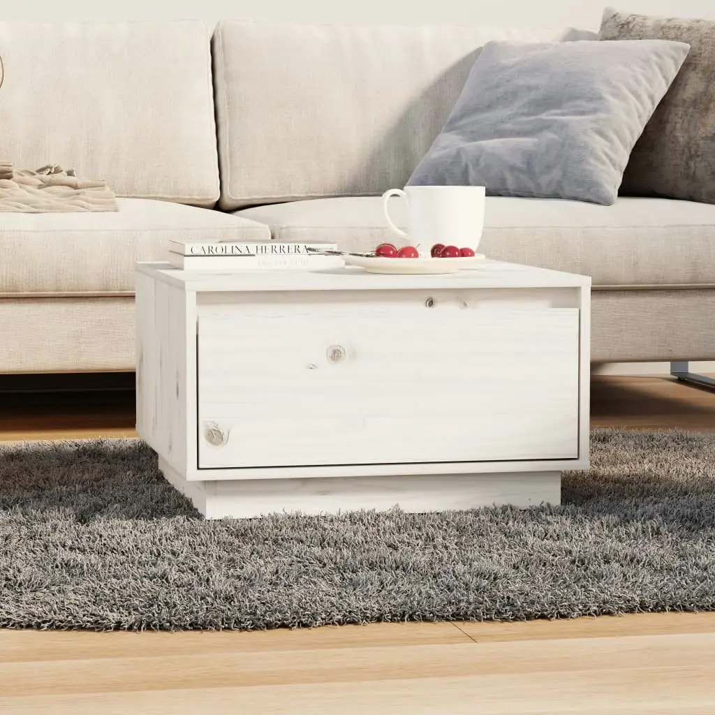 Coffee Table White 55x56x32 cm Solid Wood Pine 813406