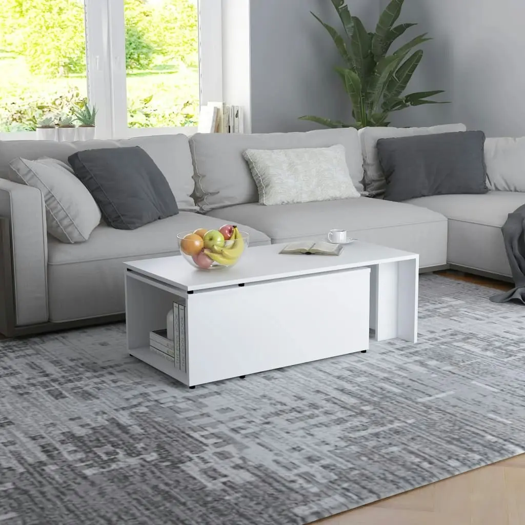 Coffee Table White 150x50x35 cm Engineered Wood 801337