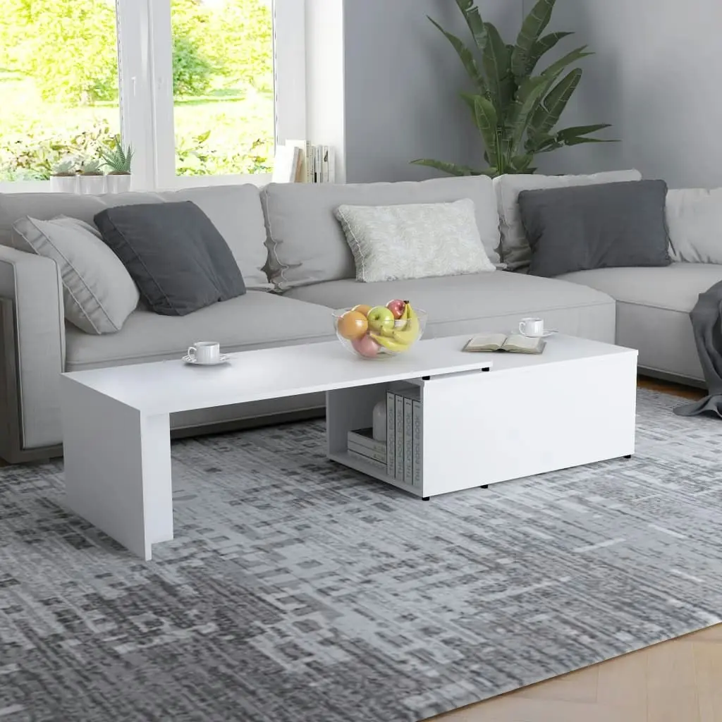 Coffee Table White 150x50x35 cm Engineered Wood 801337