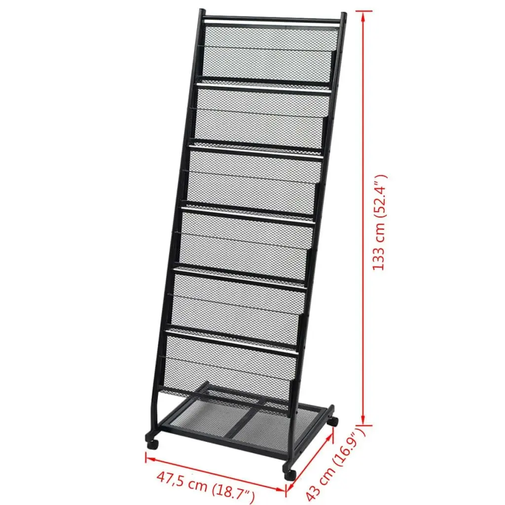 Magazine Rack 47.5x43x133 cm Black A4 30100