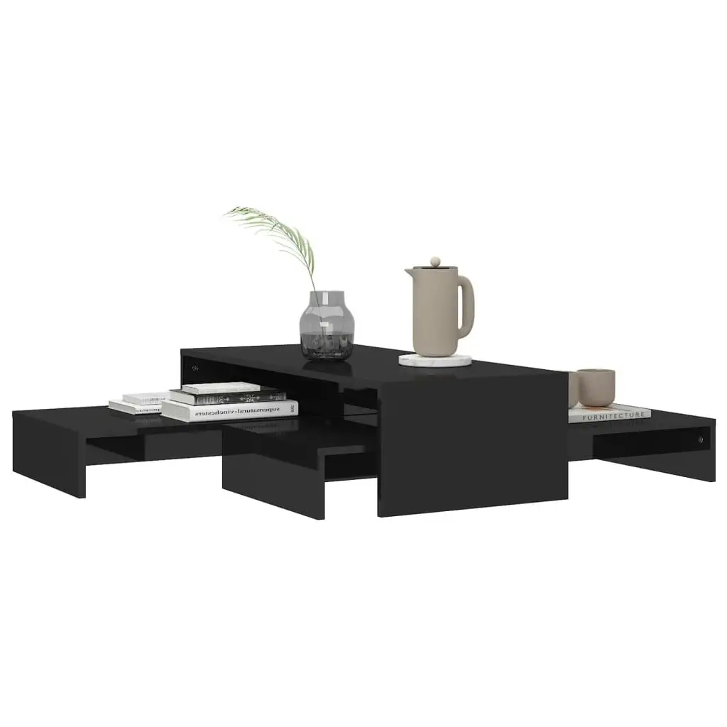 Nesting Coffee Table Set High Gloss Black 100x100x26.5 cm 806802