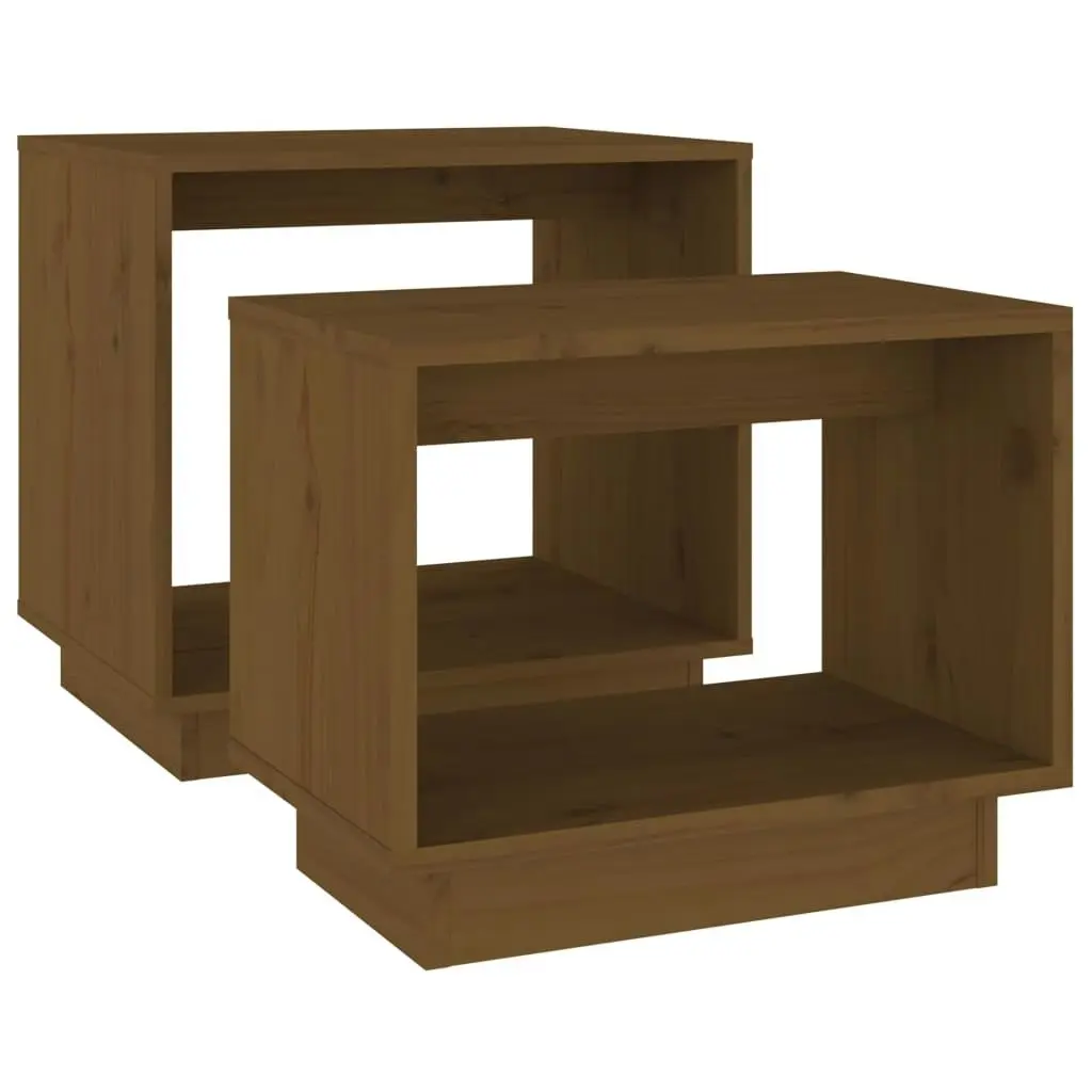 Nesting Coffee Tables 2 pcs Honey Brown Solid Wood Pine 813528