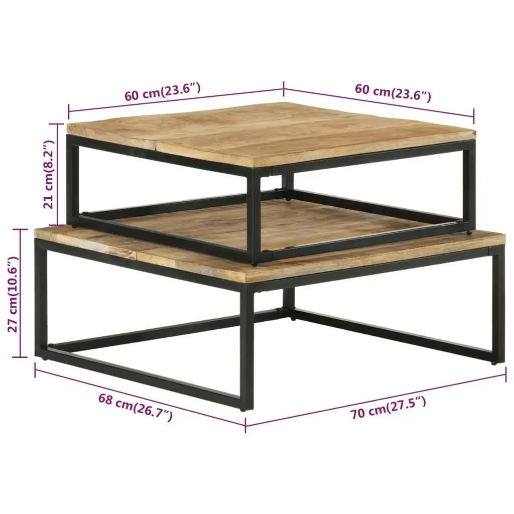 Nesting Coffee Tables 2 pcs Solid Mango Wood 320389