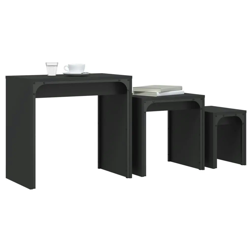 Nesting Coffee Tables 3 pcs Black Engineered Wood 837822