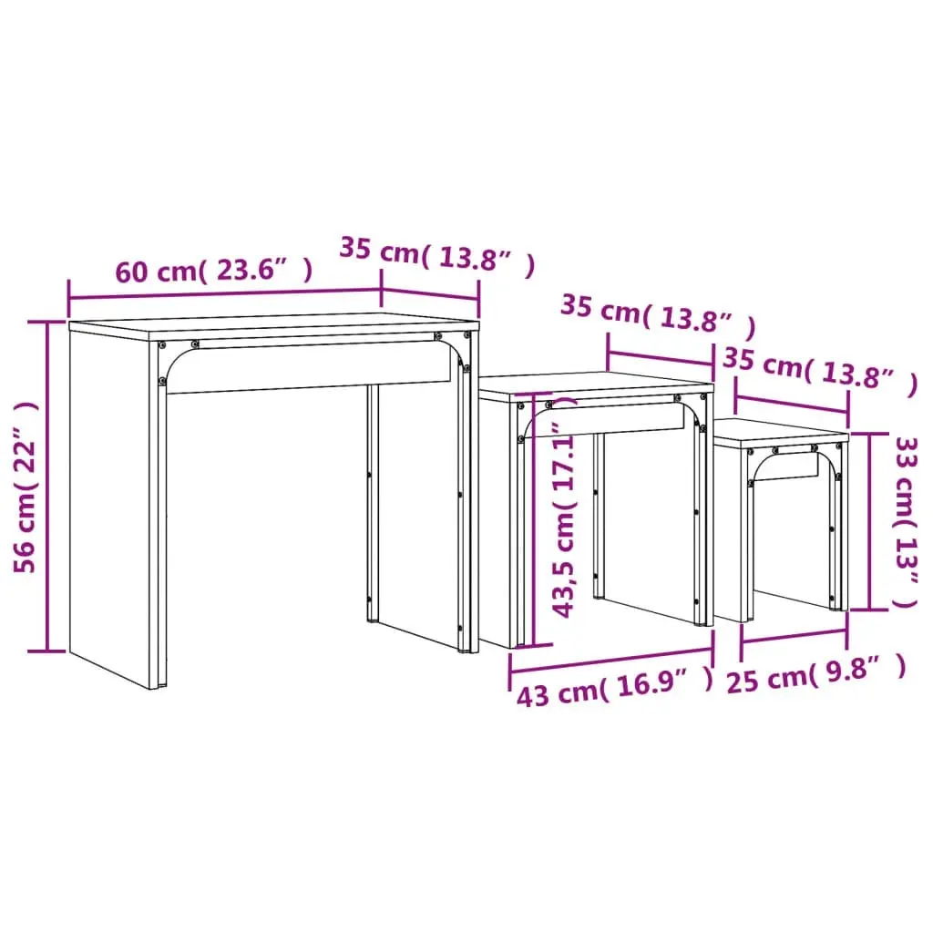 Nesting Coffee Tables 3 pcs Black Engineered Wood 837822