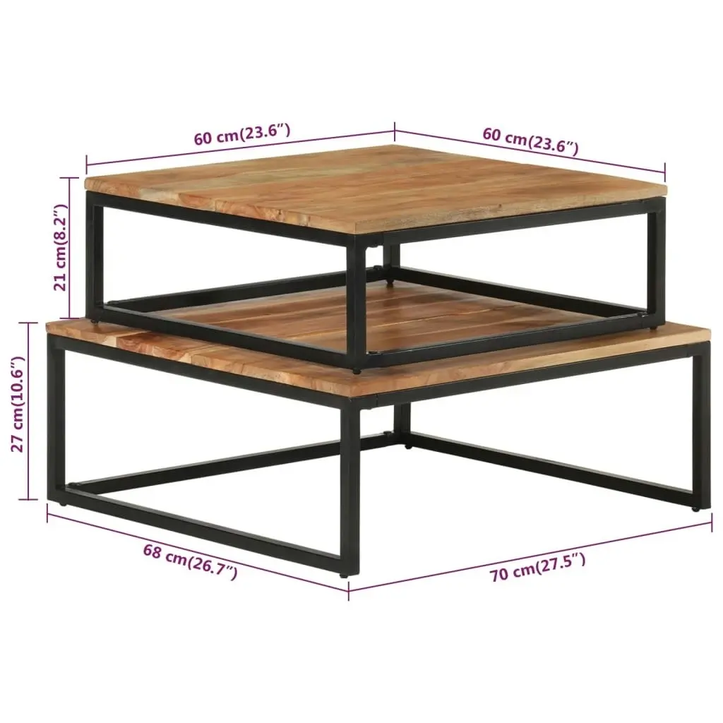 Nesting Coffee Tables 2 pcs Solid Acacia Wood 320391