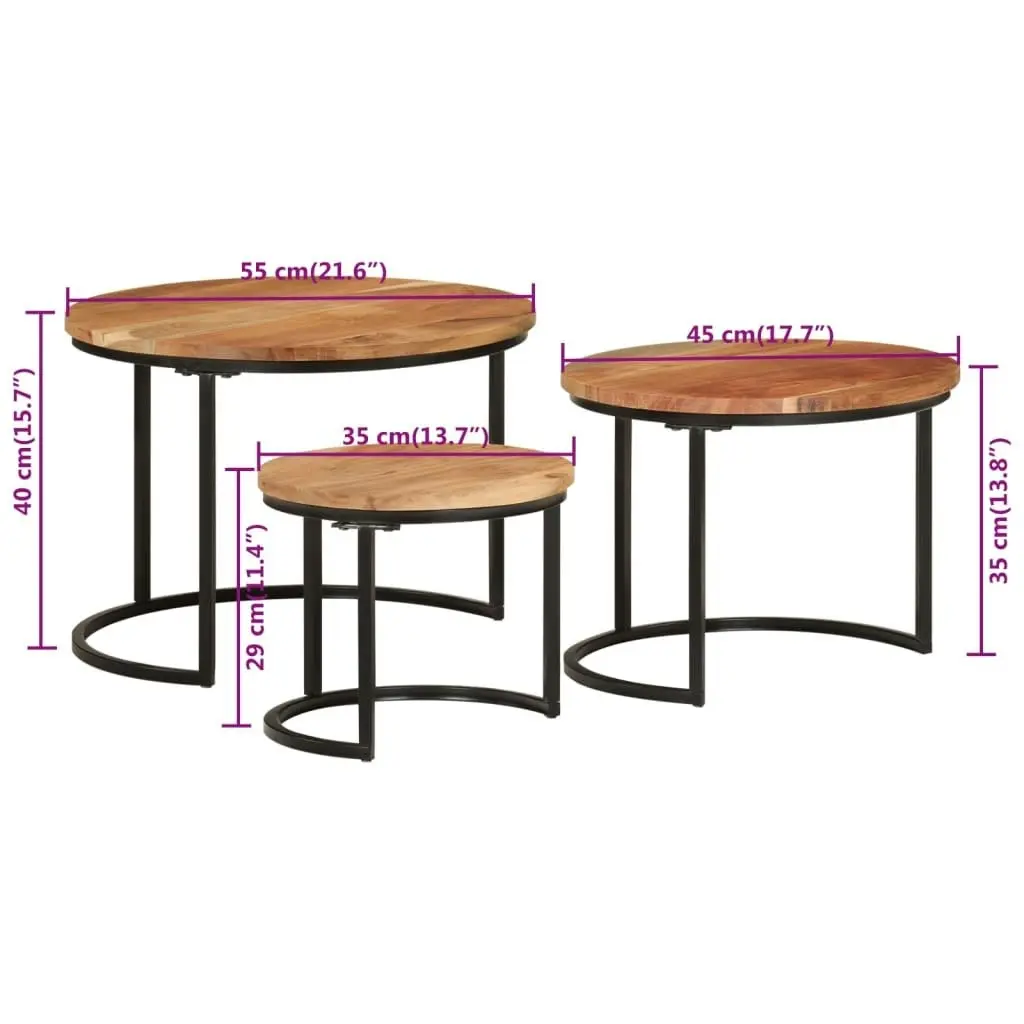 Nesting Tables 3 pcs Solid Wood Acacia 353900