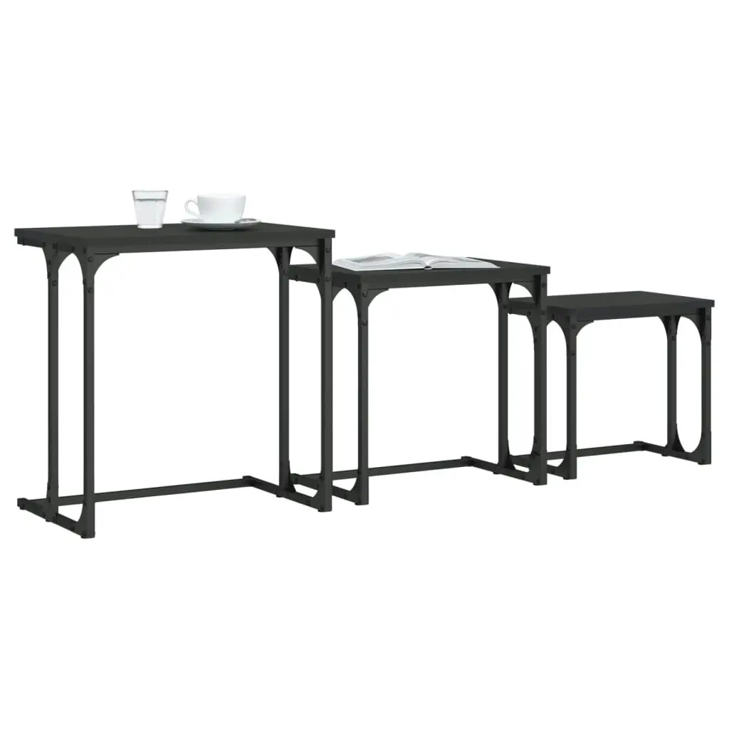 Nesting Coffee Tables 3 pcs Black Engineered Wood 837817