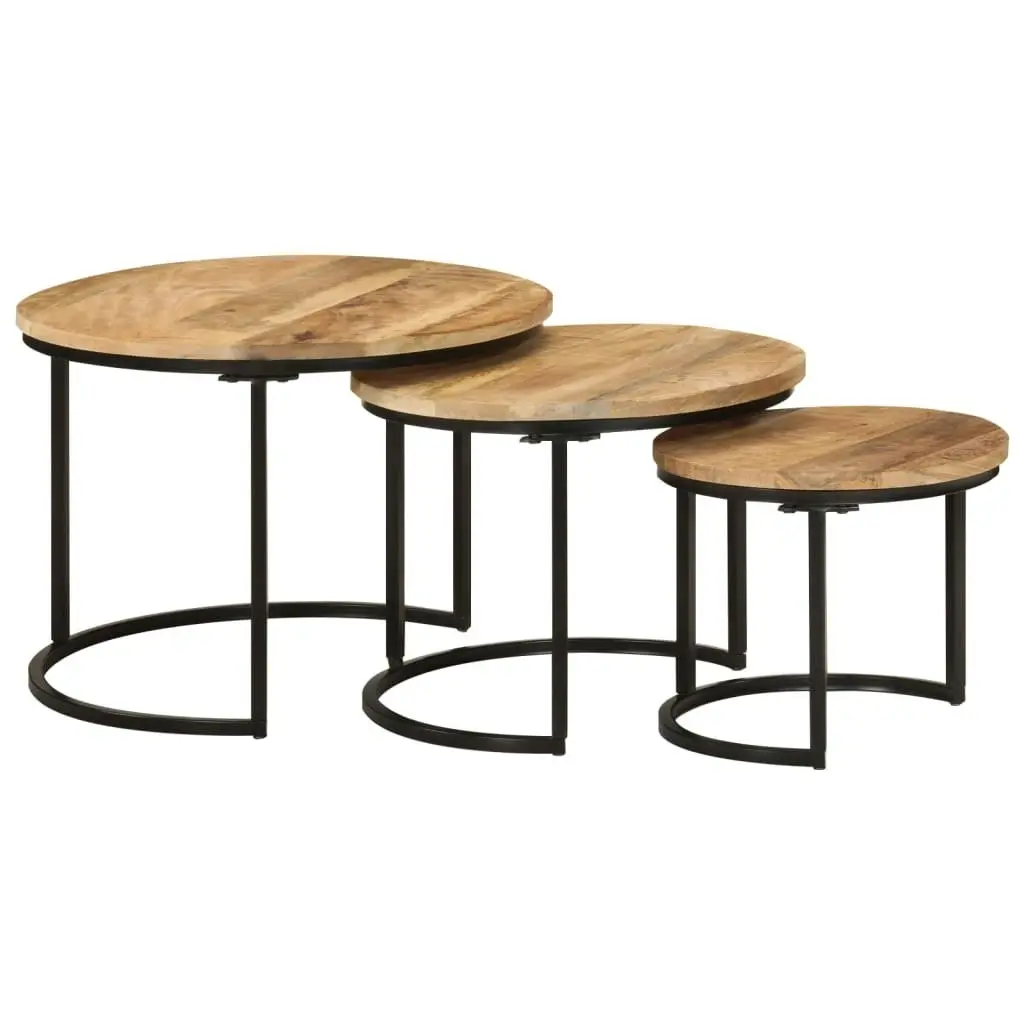 Nesting Tables 3 pcs Solid Rough Wood Mango 353901