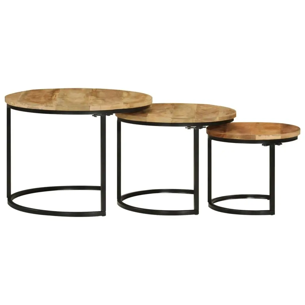 Nesting Tables 3 pcs Solid Rough Wood Mango 353901