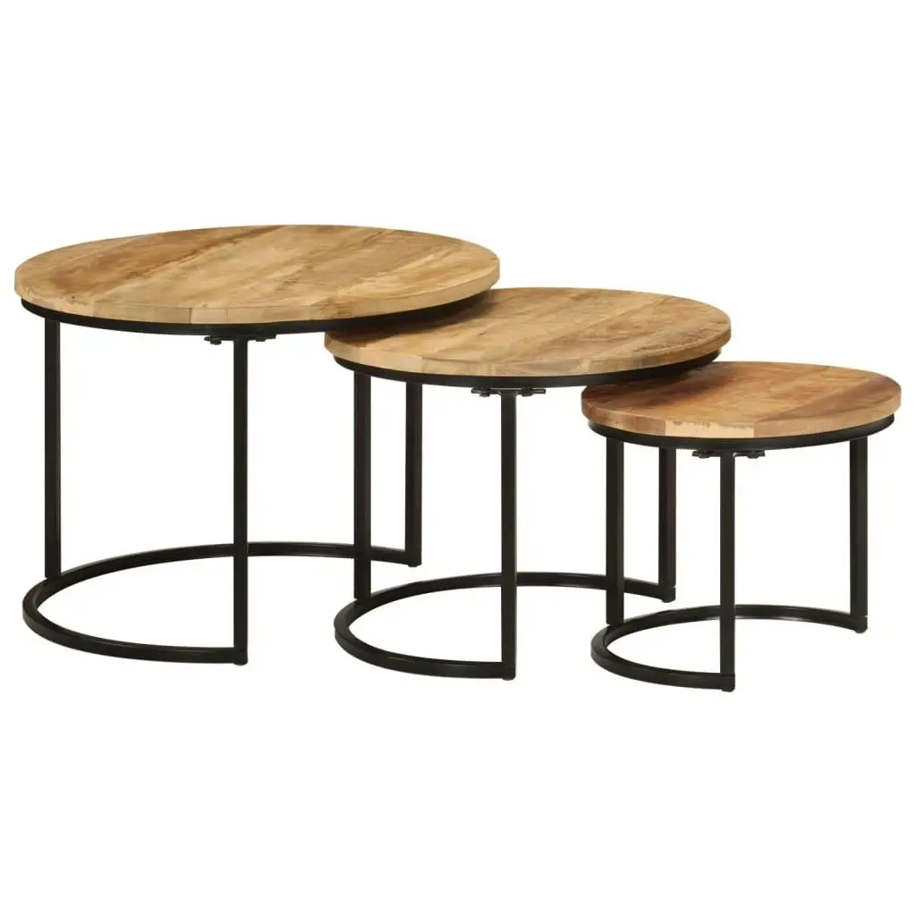 Nesting Tables 3 pcs Solid Rough Wood Mango 353901