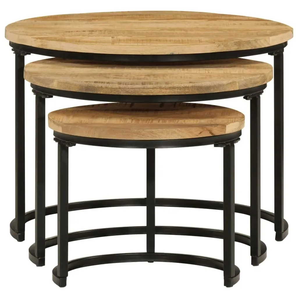 Nesting Tables 3 pcs Solid Rough Wood Mango 353901