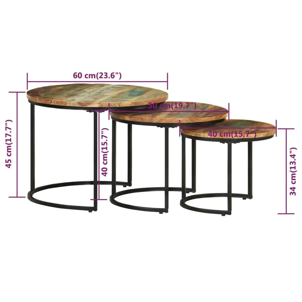 Nesting Tables 3 pcs Solid Wood Reclaimed 338003