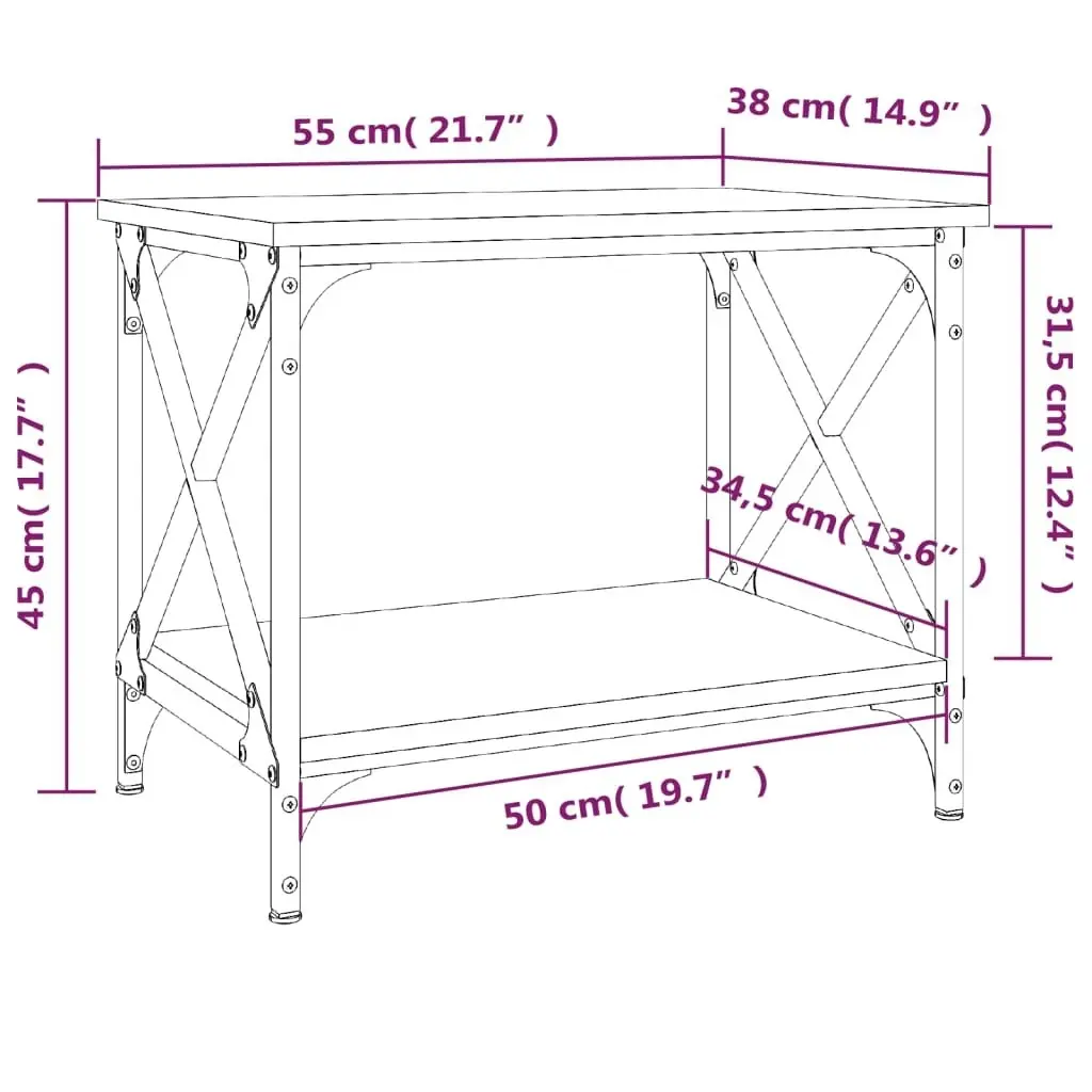 Side Table Black 55x38x45 cm Engineered Wood 823327