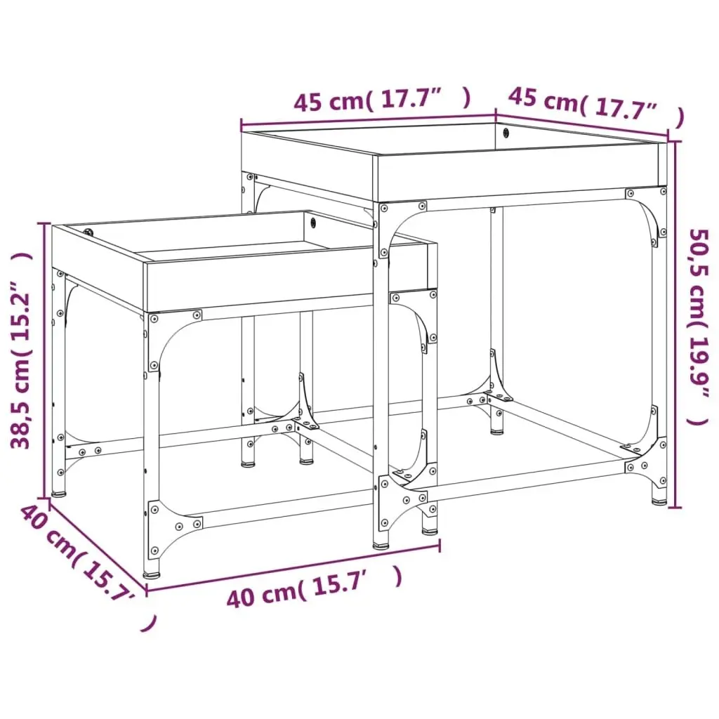 Side Tables 2 pcs Smoked Oak Engineered Wood 823284