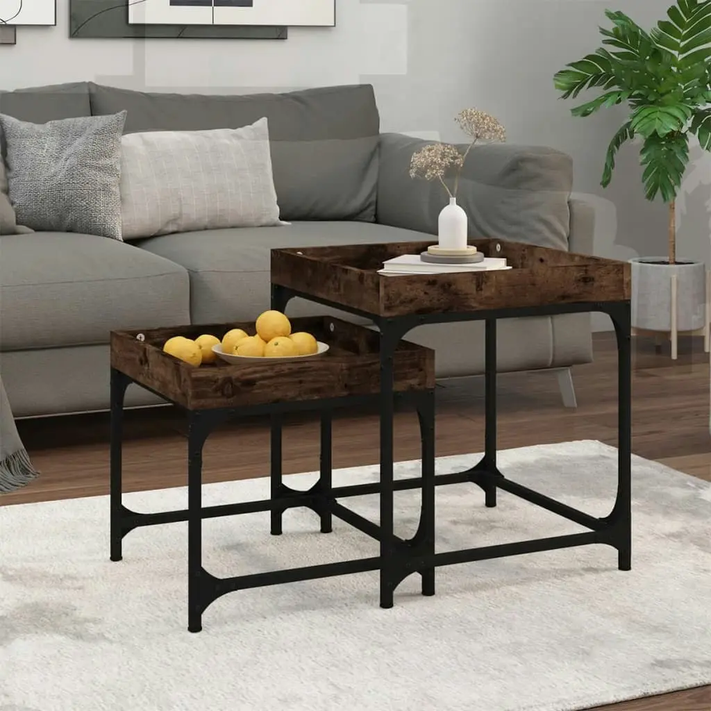 Side Tables 2 pcs Smoked Oak Engineered Wood 823284