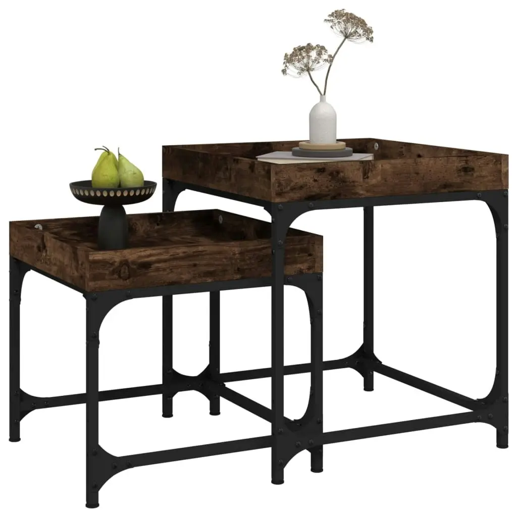 Side Tables 2 pcs Smoked Oak Engineered Wood 823284