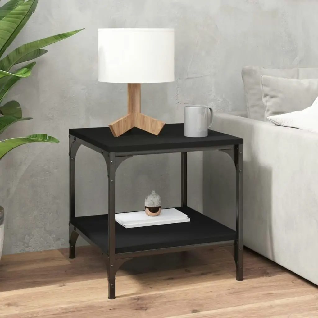 Side Table Black 40x40x40 cm Engineered Wood 819377