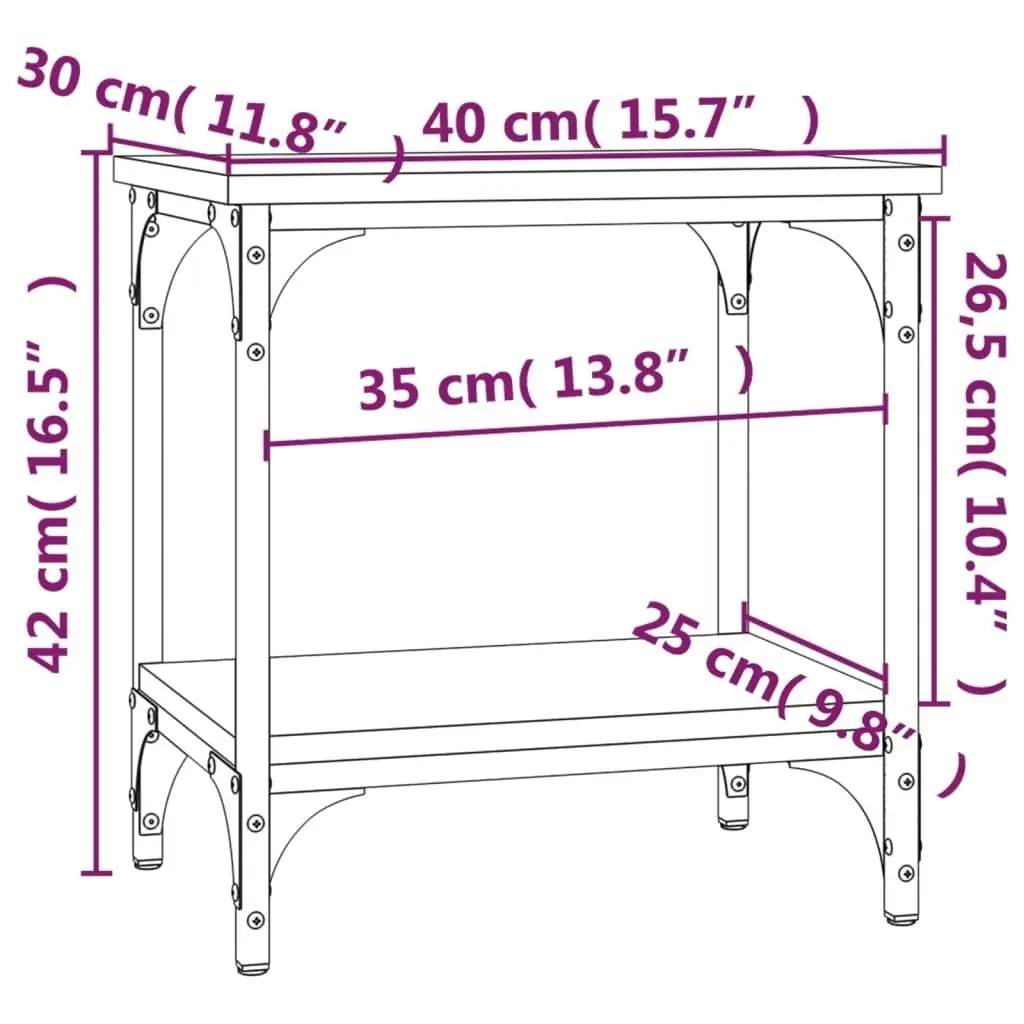 Side Table Grey Sonoma 40x30x42 cm Engineered Wood 823280