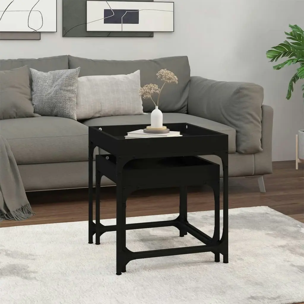 Side Tables 2 pcs Black Engineered Wood 823282