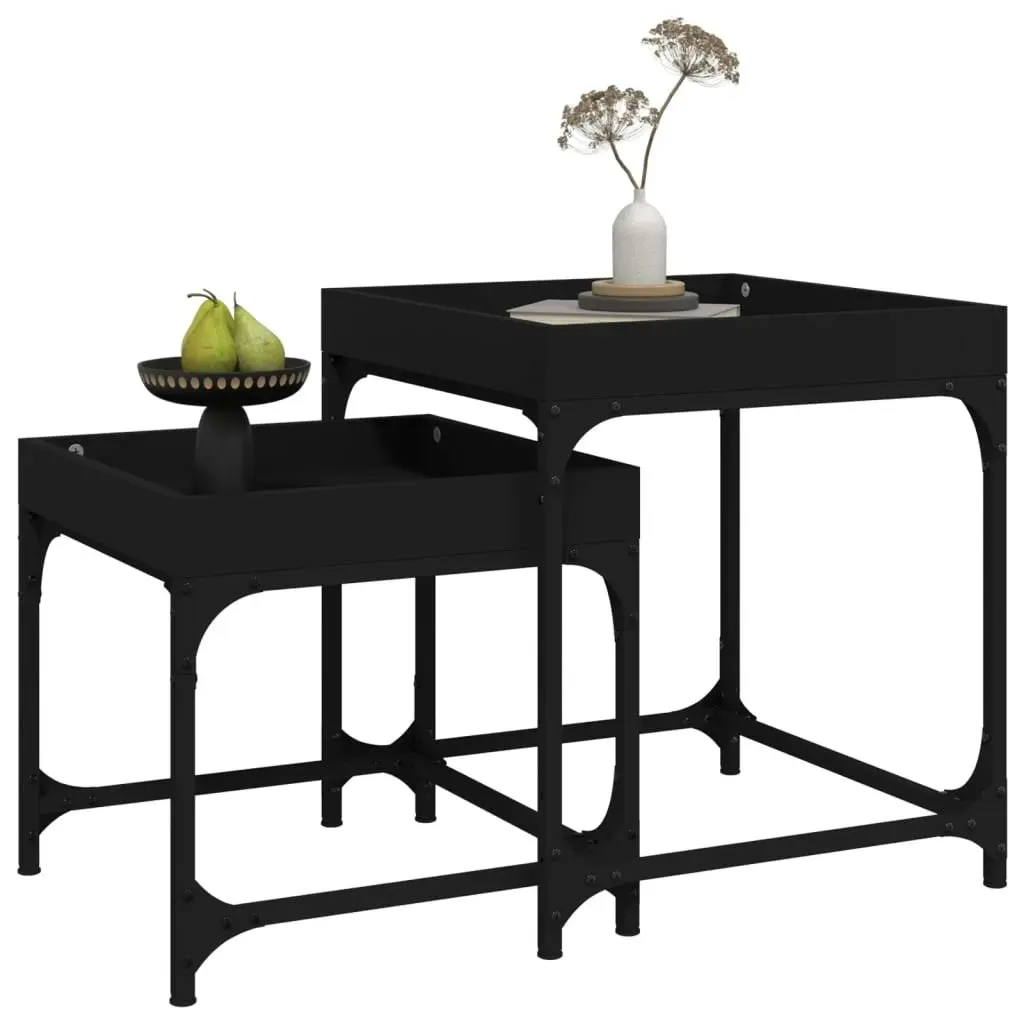 Side Tables 2 pcs Black Engineered Wood 823282