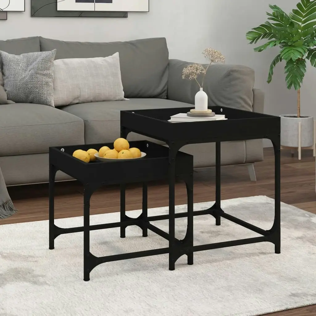 Side Tables 2 pcs Black Engineered Wood 823282