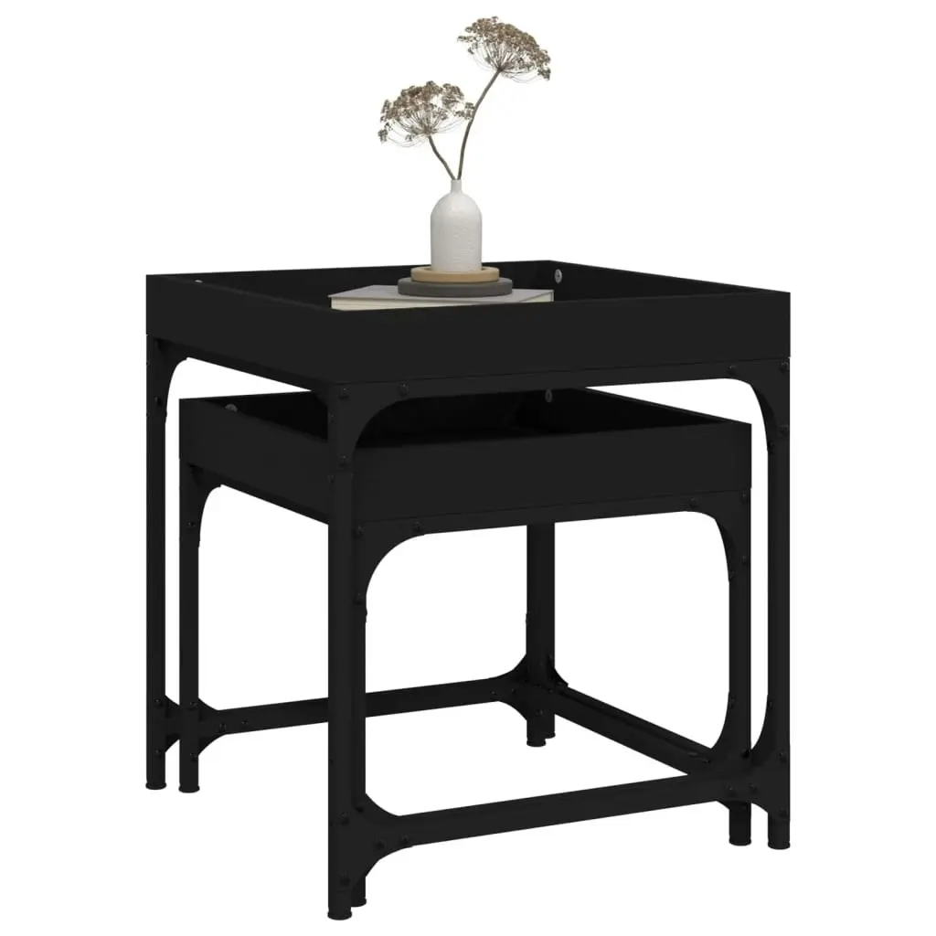 Side Tables 2 pcs Black Engineered Wood 823282