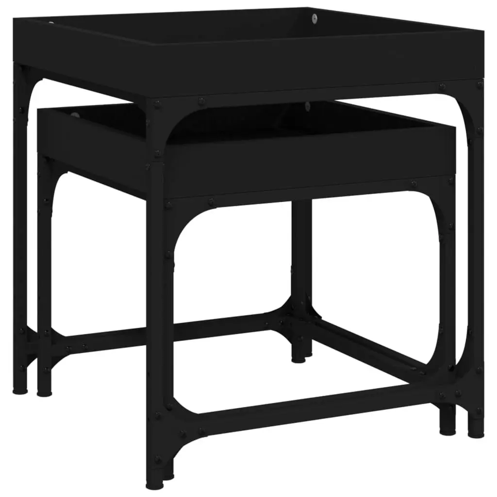 Side Tables 2 pcs Black Engineered Wood 823282