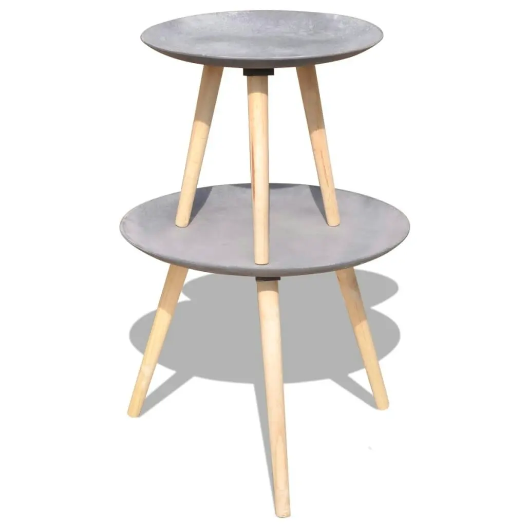 Two Piece Side Table/Coffee Table Set 55 cm&44 cm Concrete Grey 243010