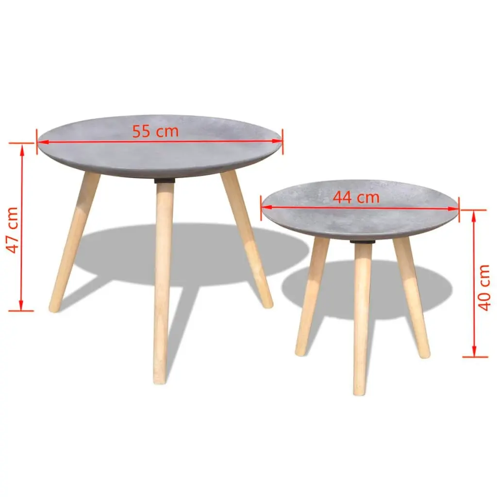 Two Piece Side Table/Coffee Table Set 55 cm&44 cm Concrete Grey 243010