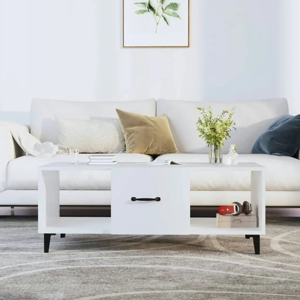 Coffee Table White 102x50x40 cm Engineered Wood 812699