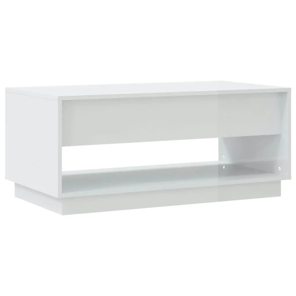 Coffee Table High Gloss White 102.5x55x44 cm Engineered Wood 809509