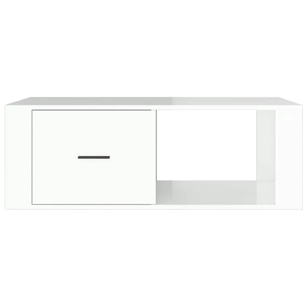 Coffee Table High Gloss White 100x50.5x35 cm Engineered Wood 816538