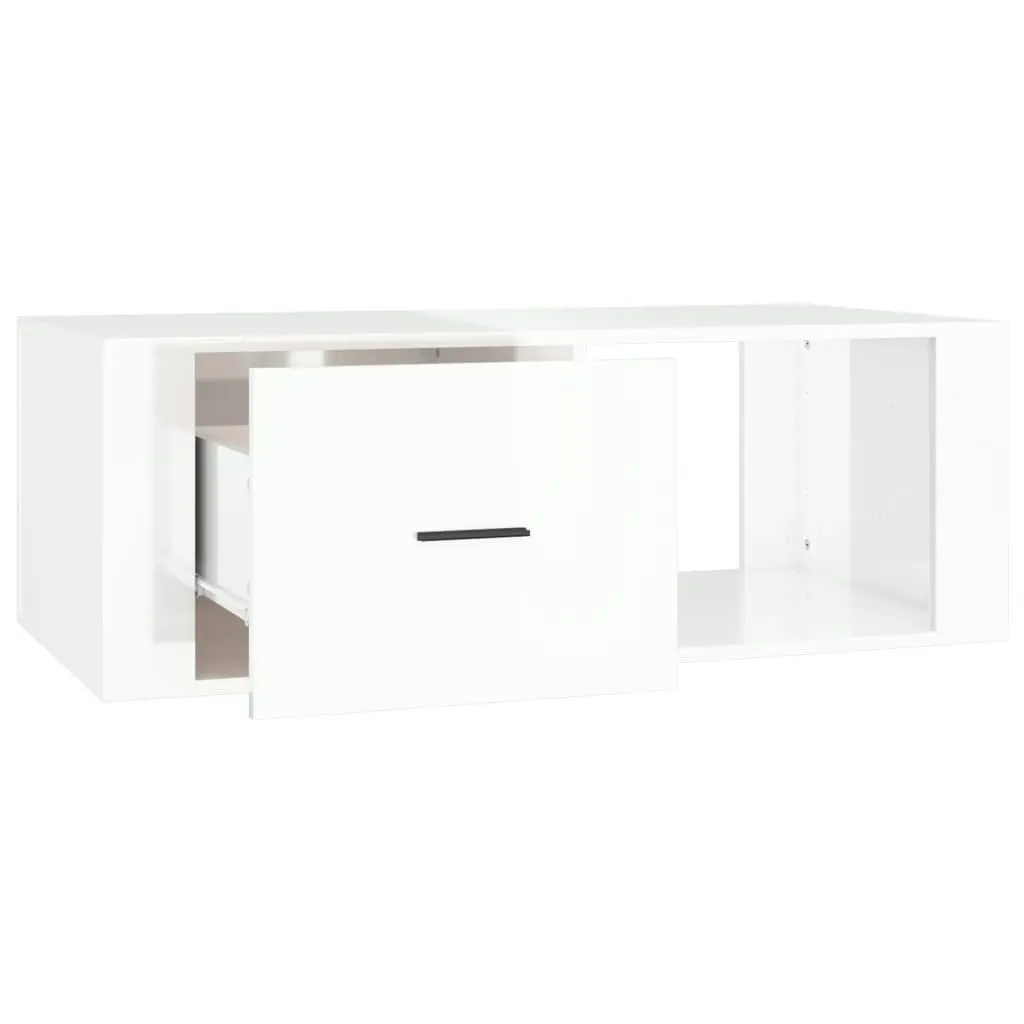 Coffee Table High Gloss White 100x50.5x35 cm Engineered Wood 816538