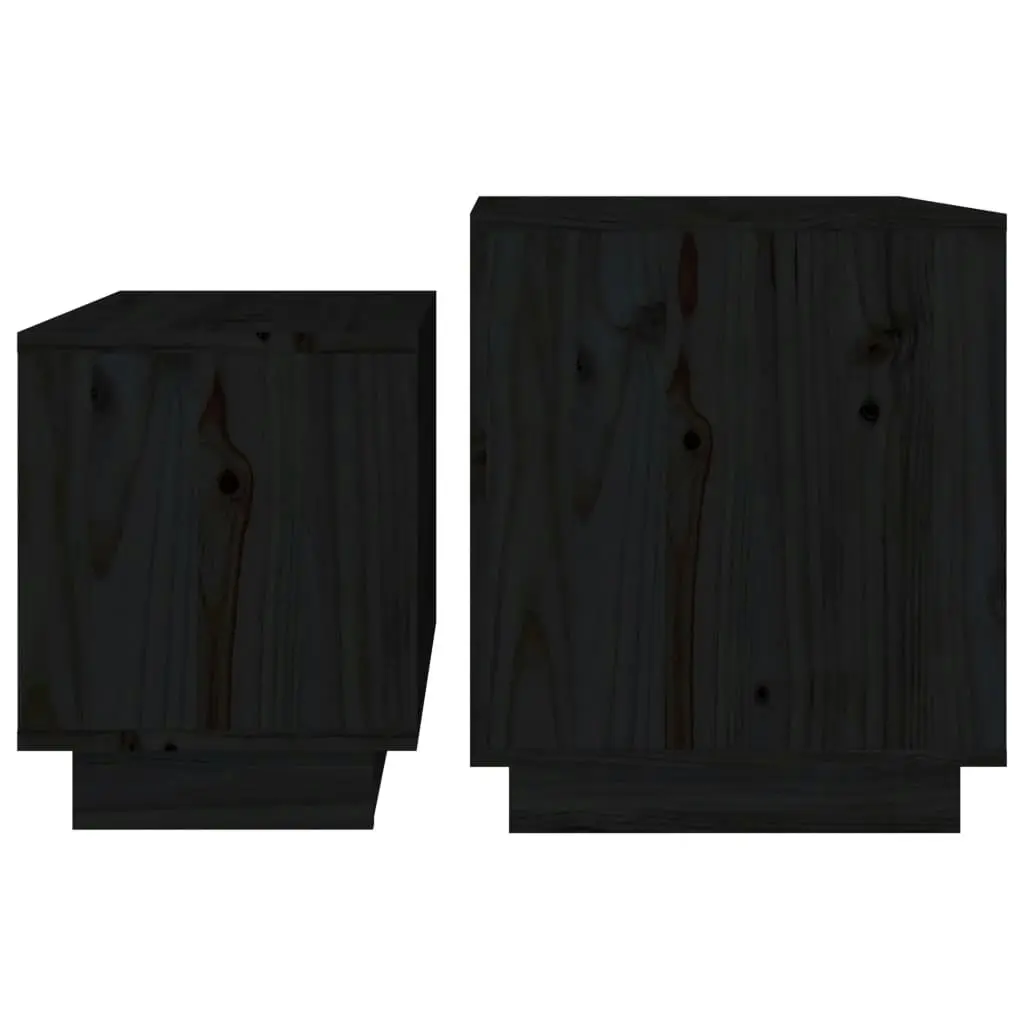 Nesting Coffee Tables 2 pcs Black Solid Wood Pine 813529