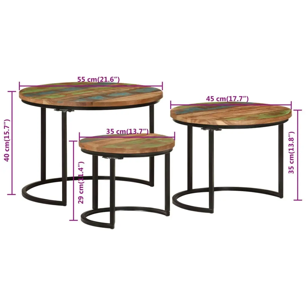 Nesting Tables 3 pcs Solid Wood Reclaimed 353902