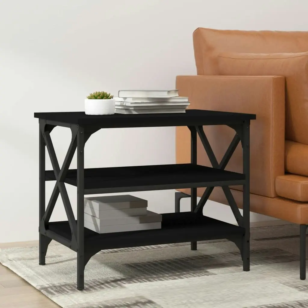 Side Table Black 55x38x45 cm Engineered Wood 823332