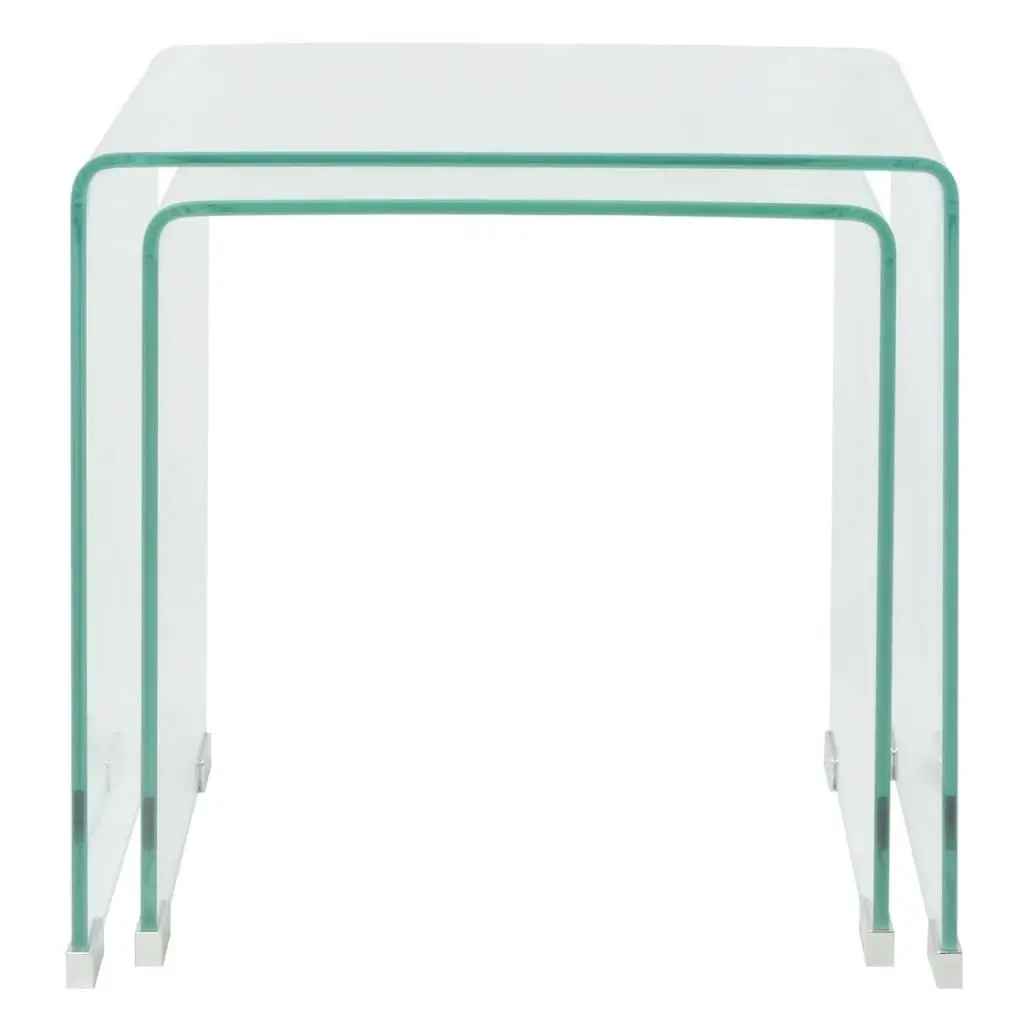 Two Piece Nesting Table Set Tempered Glass Clear 244191