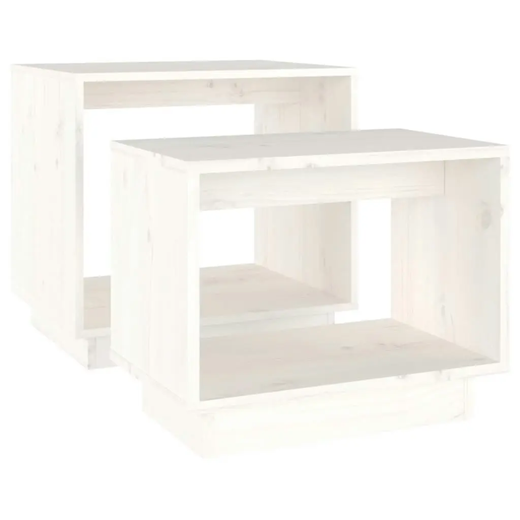 Nesting Coffee Tables 2 pcs White Solid Wood Pine 813526