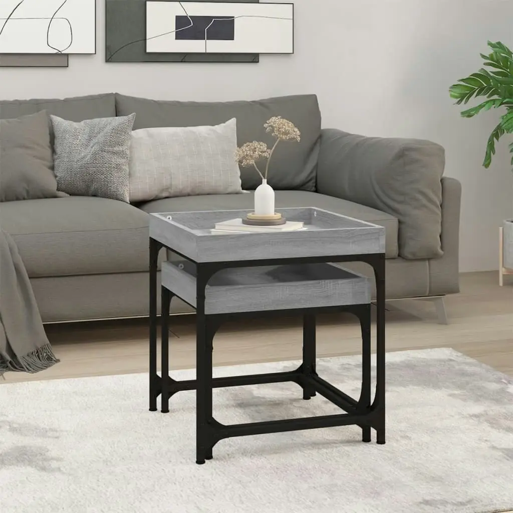 Side Tables 2 pcs Grey Sonoma Engineered Wood 823285