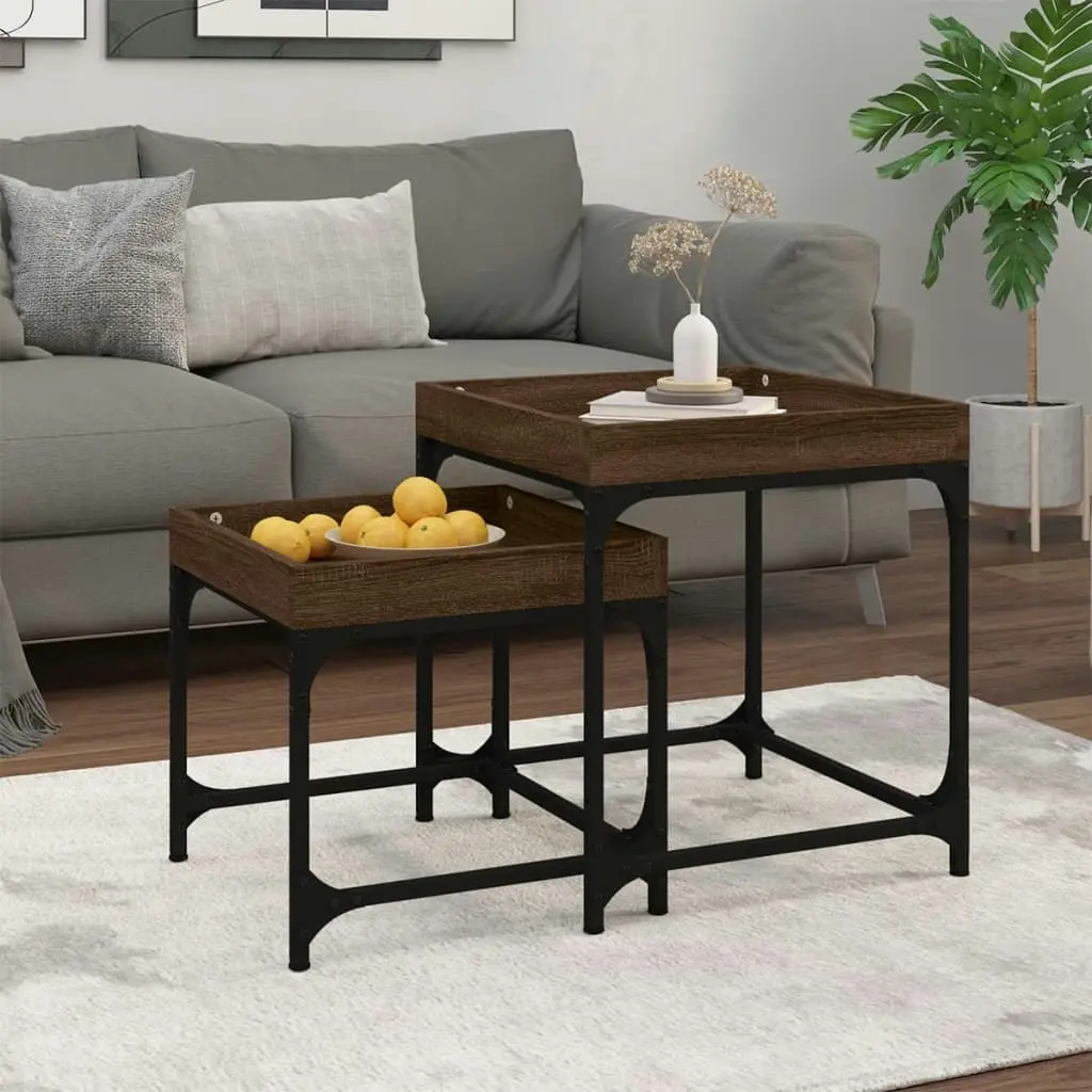 Side Tables 2 pcs Brown Oak Engineered Wood 823286