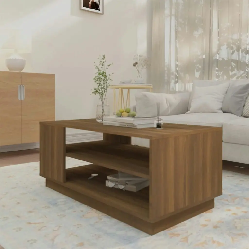 Coffee Table Brown Oak 102x55x43 cm Engineered Wood 813085