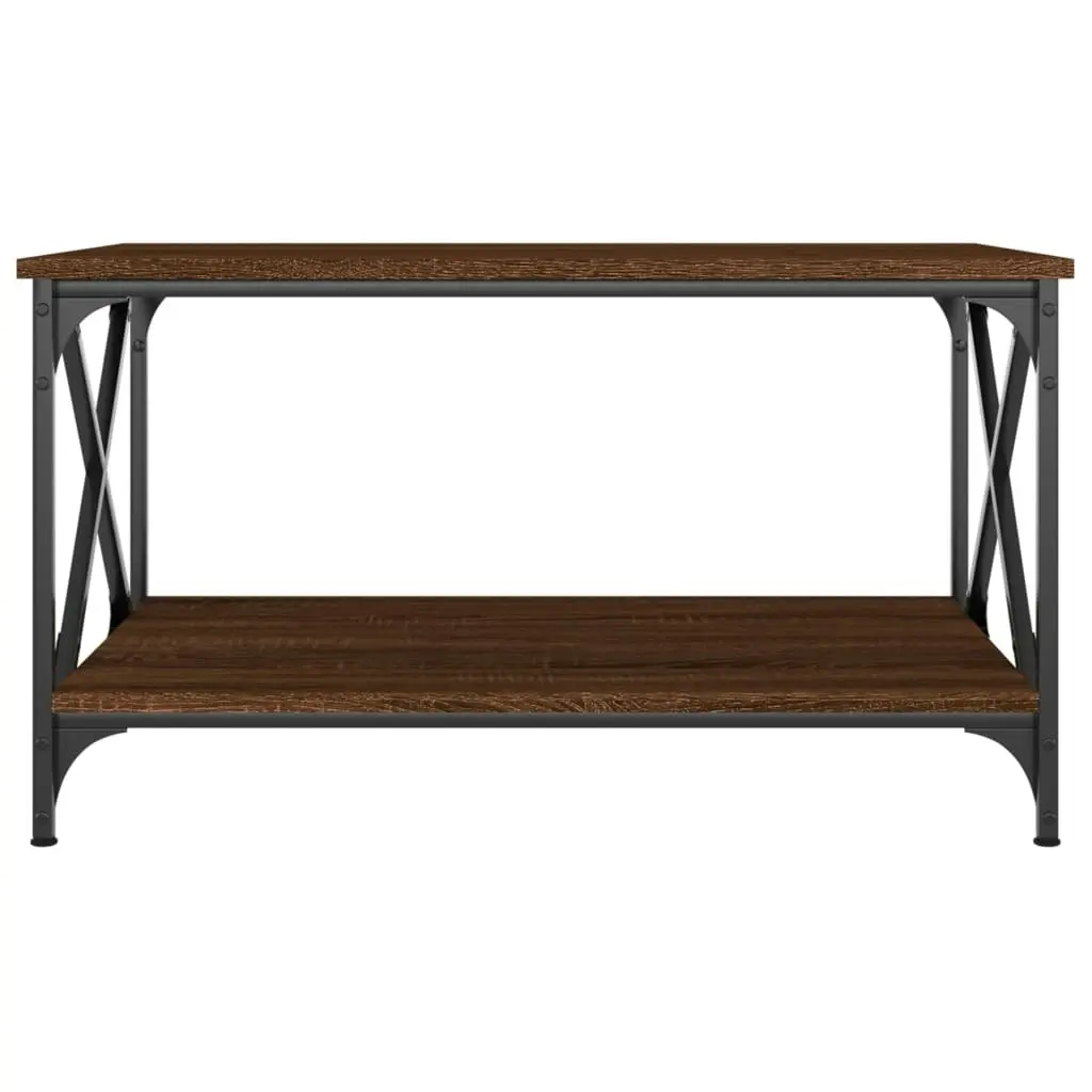 Coffee Table Brown Oak 80x50x45 cm Engineered Wood and Iron 823321