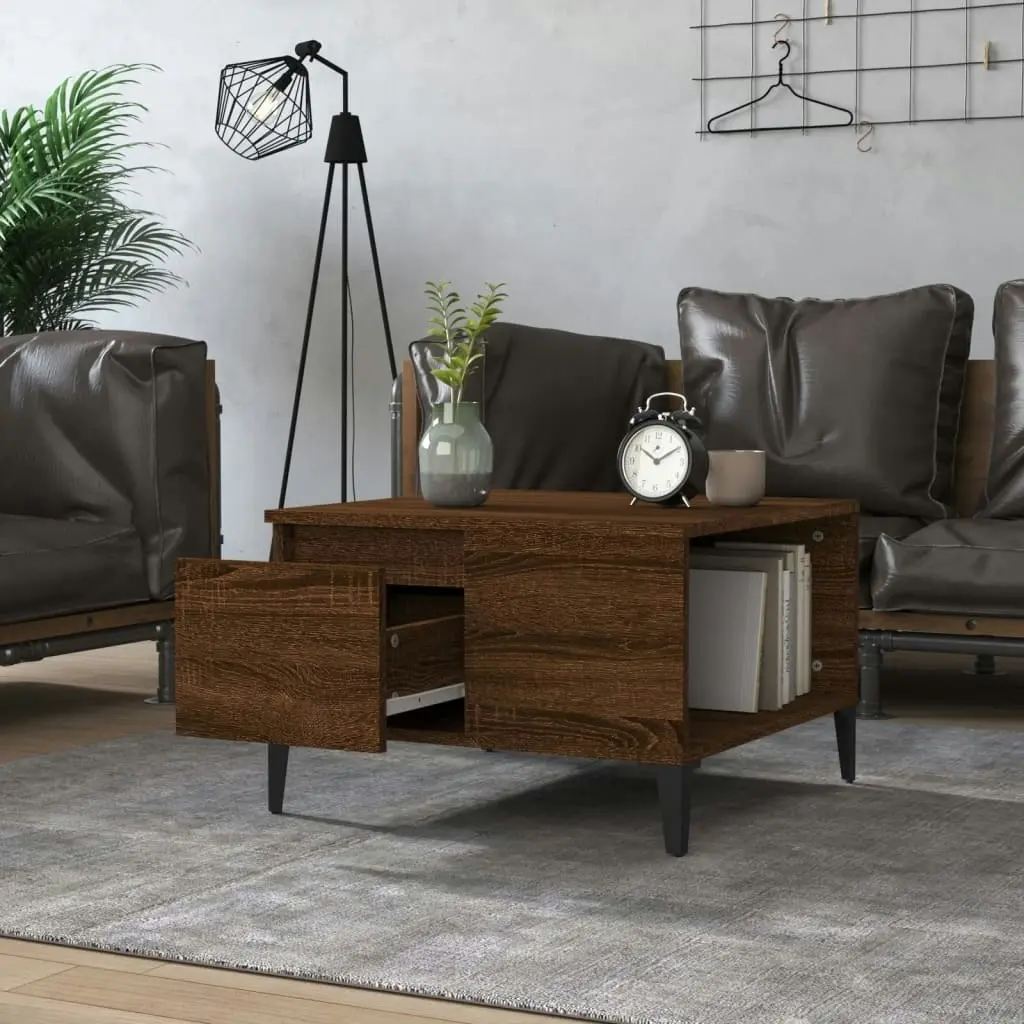 Coffee Table Brown Oak 55x55x36.5 cm Engineered Wood 821091