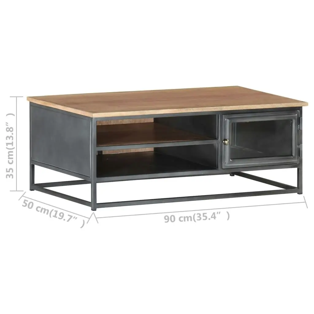 Coffee Table Grey 90x50x35 cm Solid Acacia Wood 323500