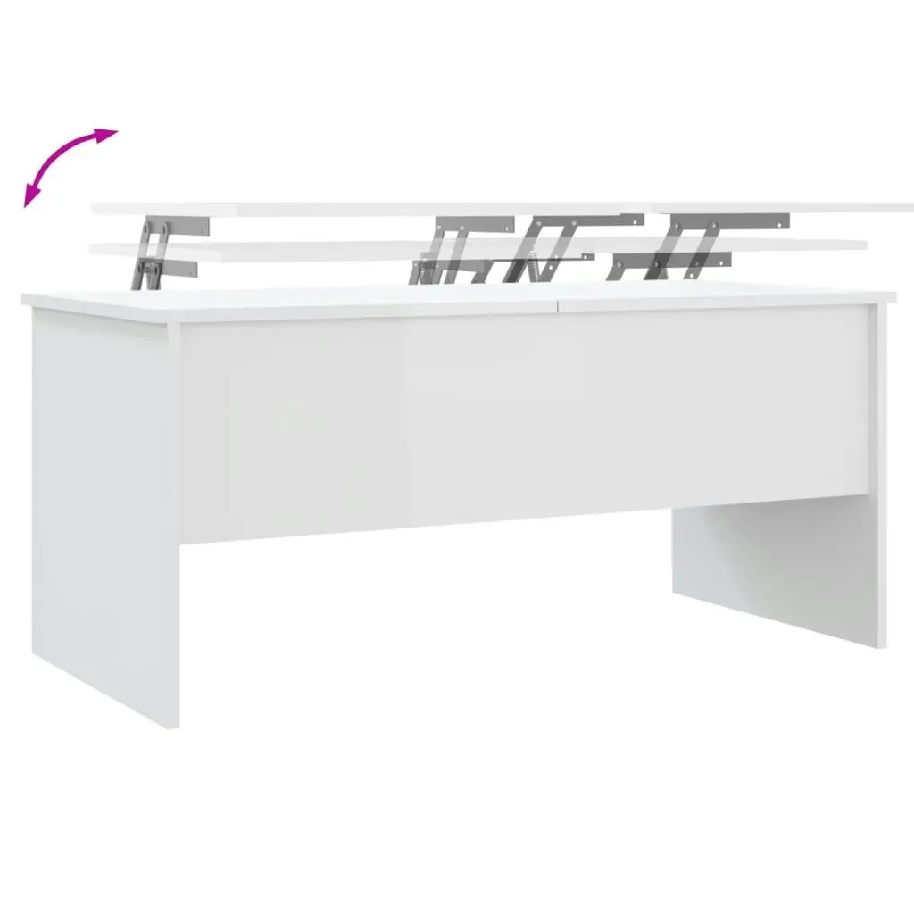 Coffee Table High Gloss White 102x50.5x46.5 cm Engineered Wood 809725