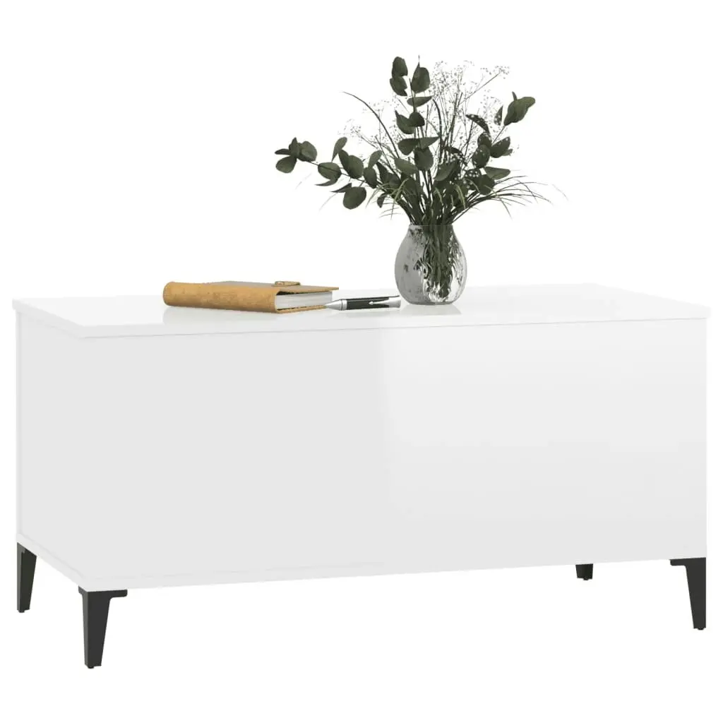 Coffee Table High Gloss White 90x44.5x45 cm Engineered Wood 819590