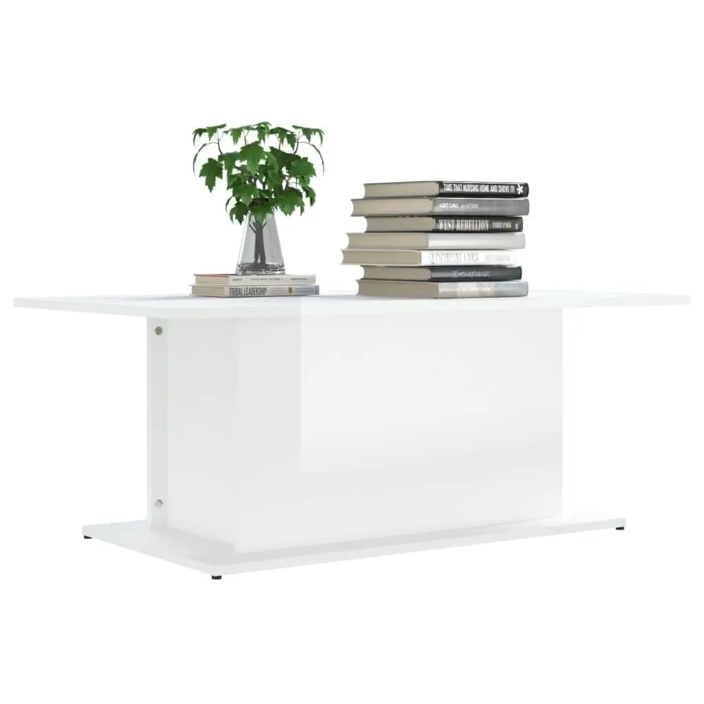 Coffee Table High Gloss White 102x55.5x40 cm Engineered Wood 810313